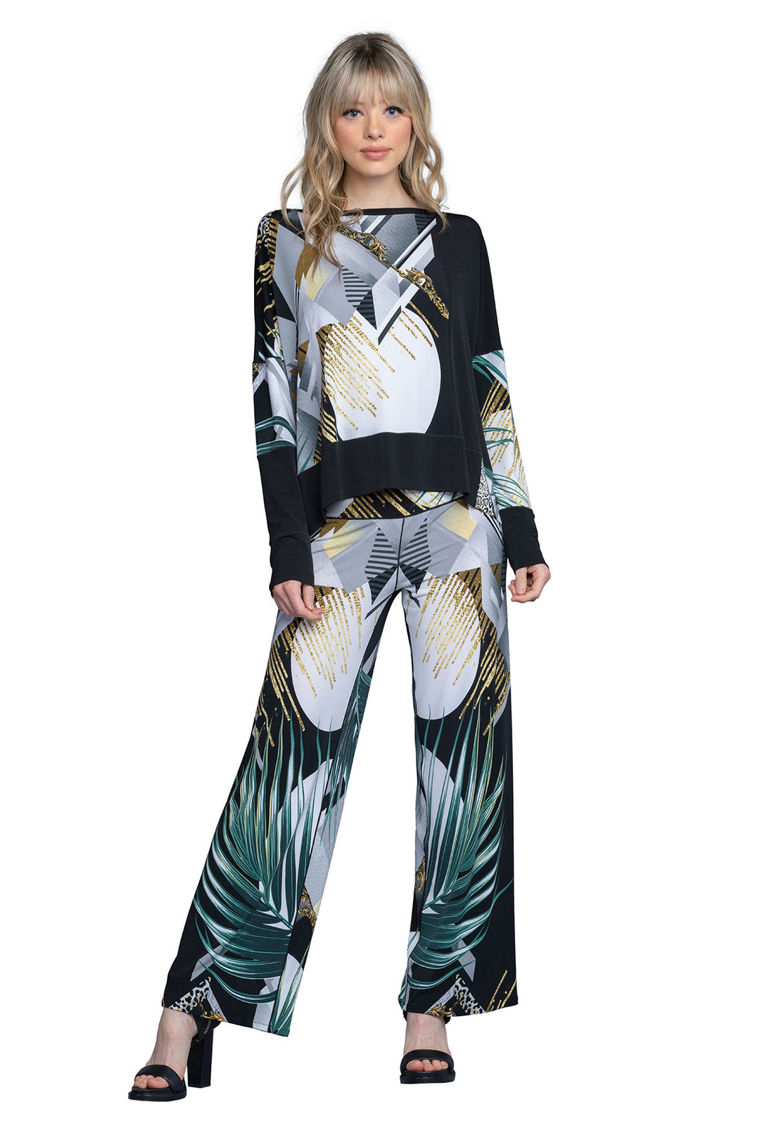 High Elastic Waist Straight Pants