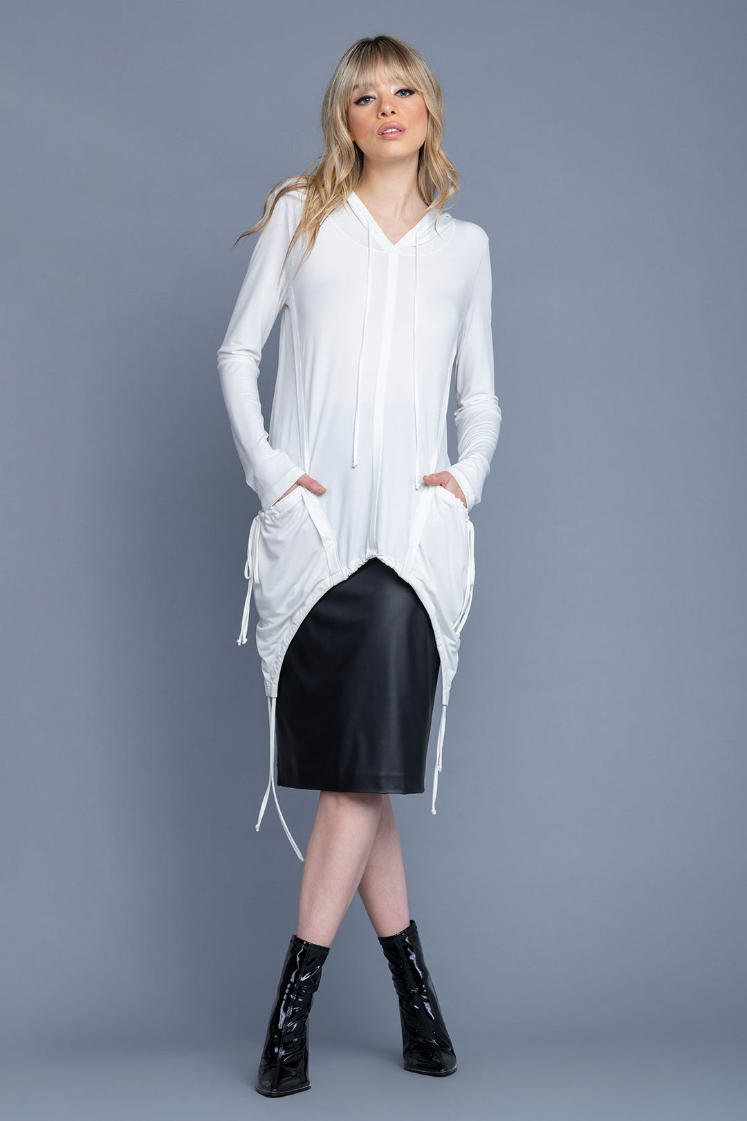Side Pockets Hoodie Tunic