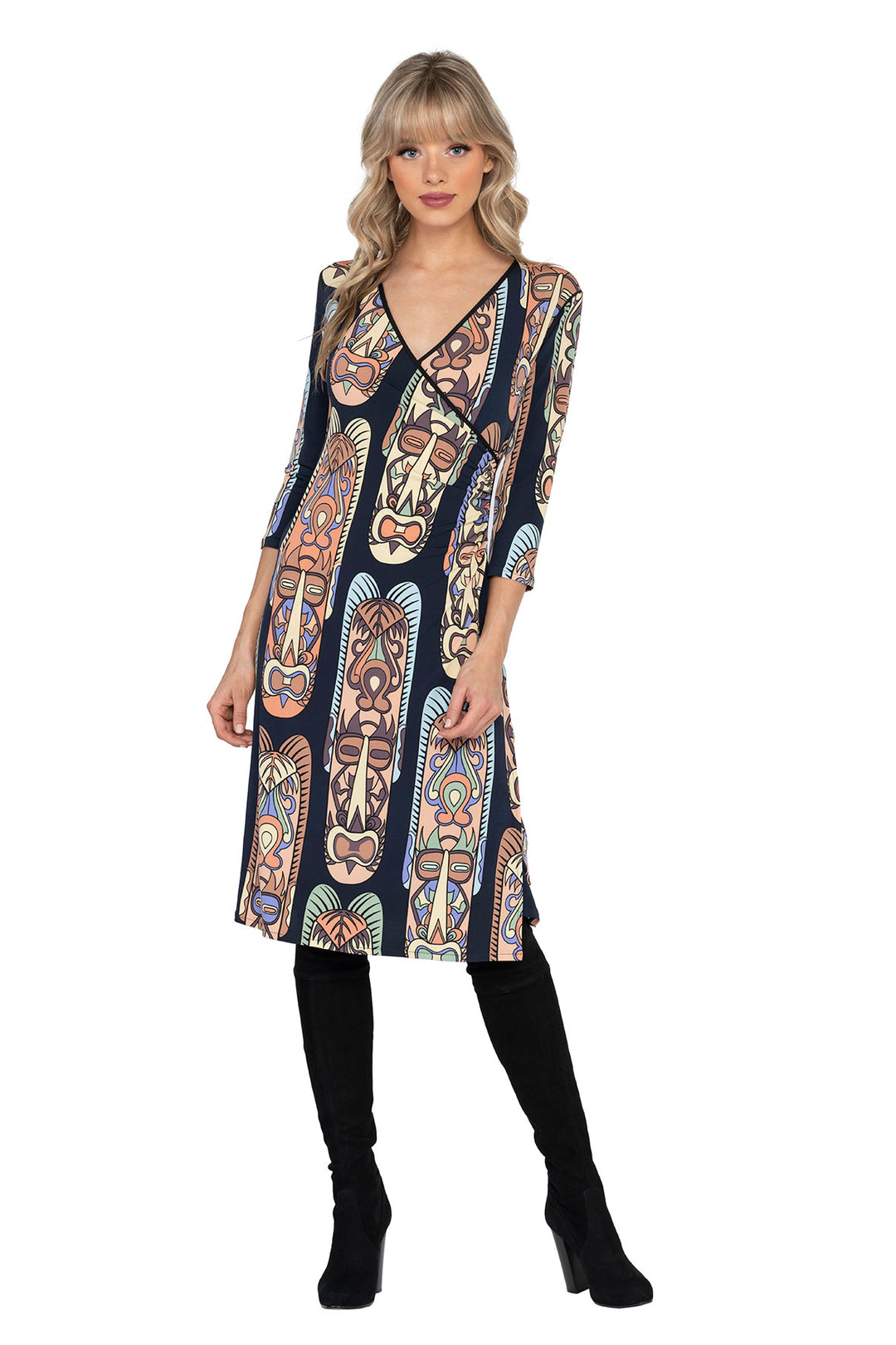 3/4 SLV Fold Over Dress