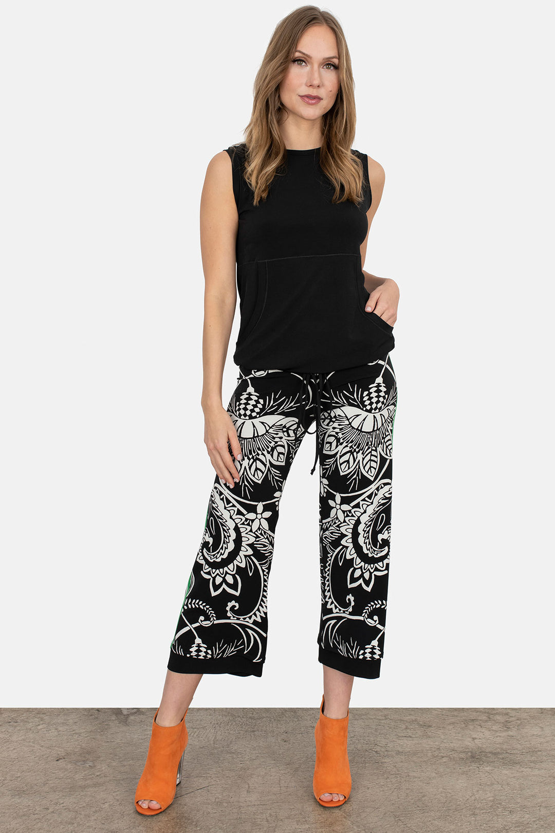 Pocket Drawstring Bottom Tank Top