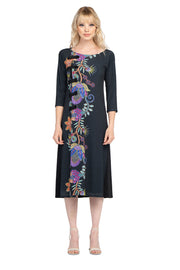 Calf Length 3/4 SLV Side Grommet Dress