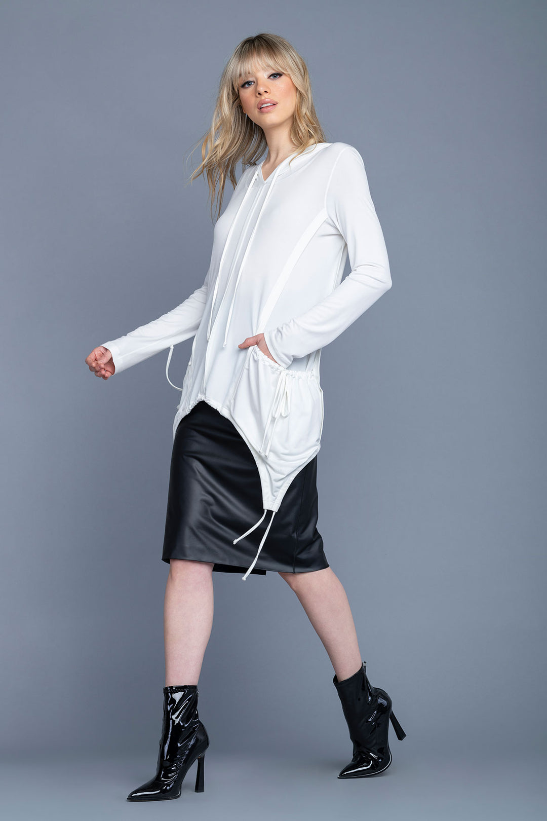 Side Pockets Hoodie Tunic
