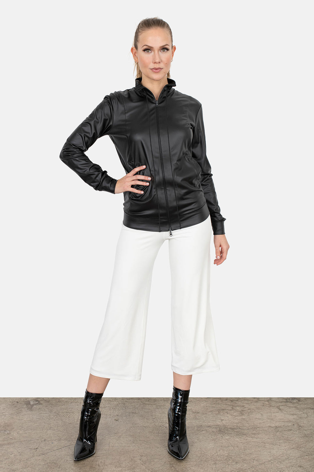 Mock Neck Zip Fully Lined Jacket