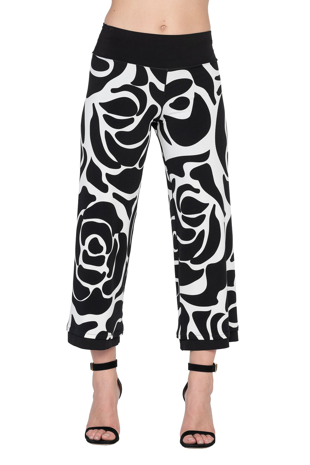 3.5" Yoke Straight Cropped High Elastic Waist Pants Dual Use