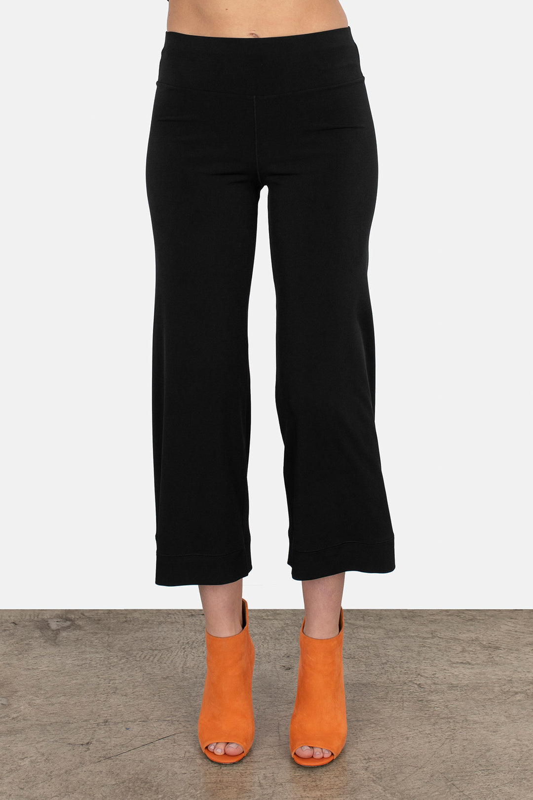 3.5" Yoke Straight Cropped High Elastic Waist Turnover Pants