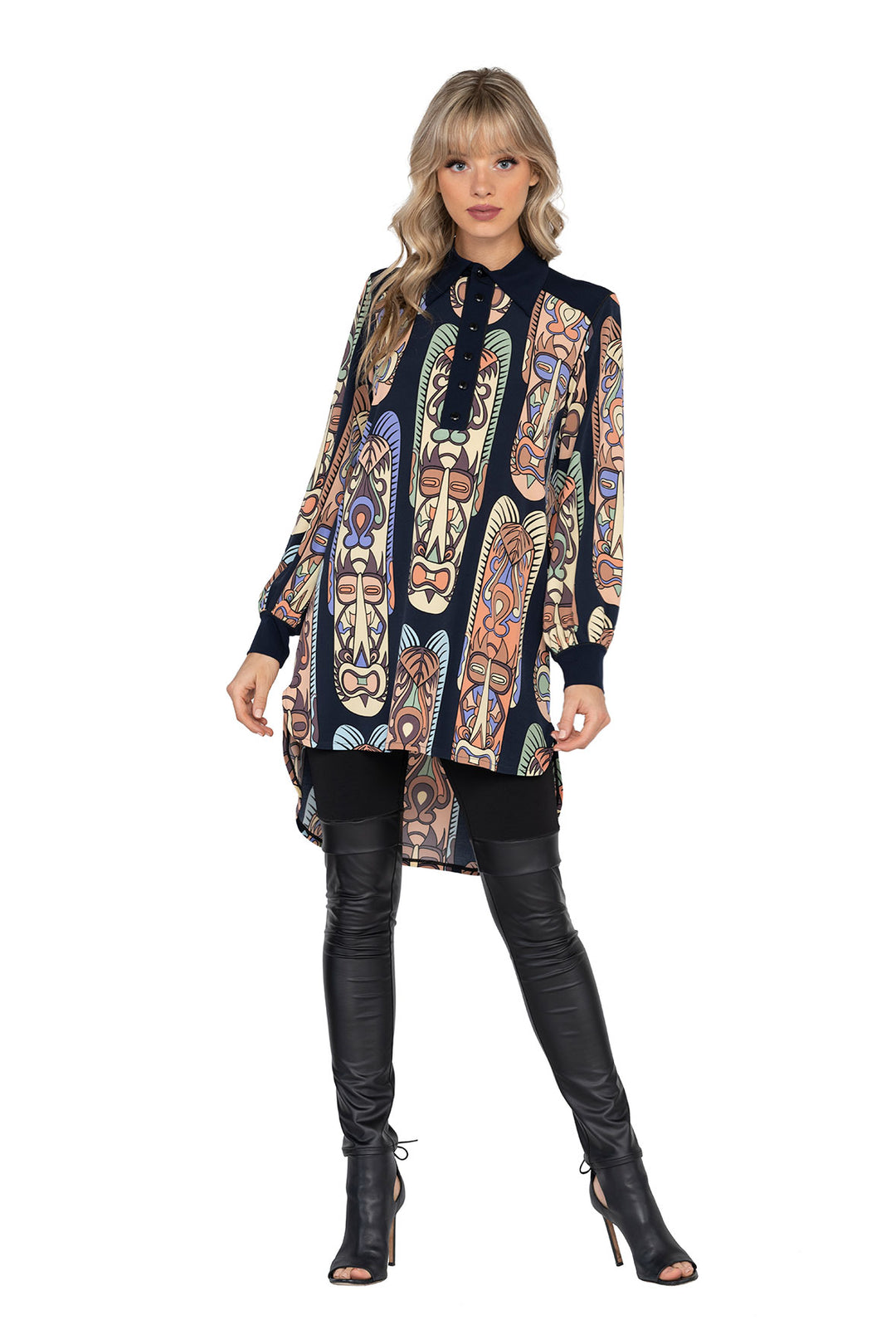 Long Sleeve High Low Shirt Dress