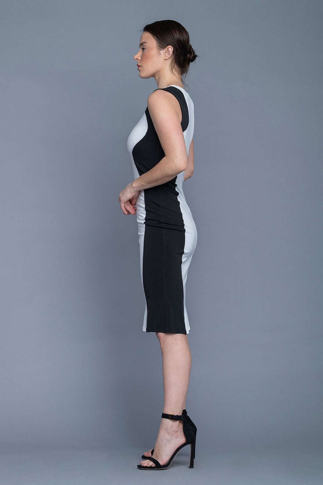 Contrast Slimming Below Knee Dress