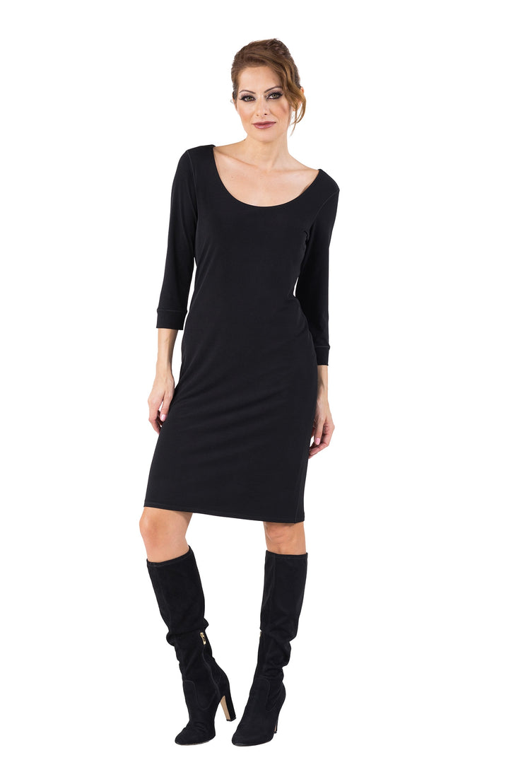 3/4 SLV Scoop Neck Dress