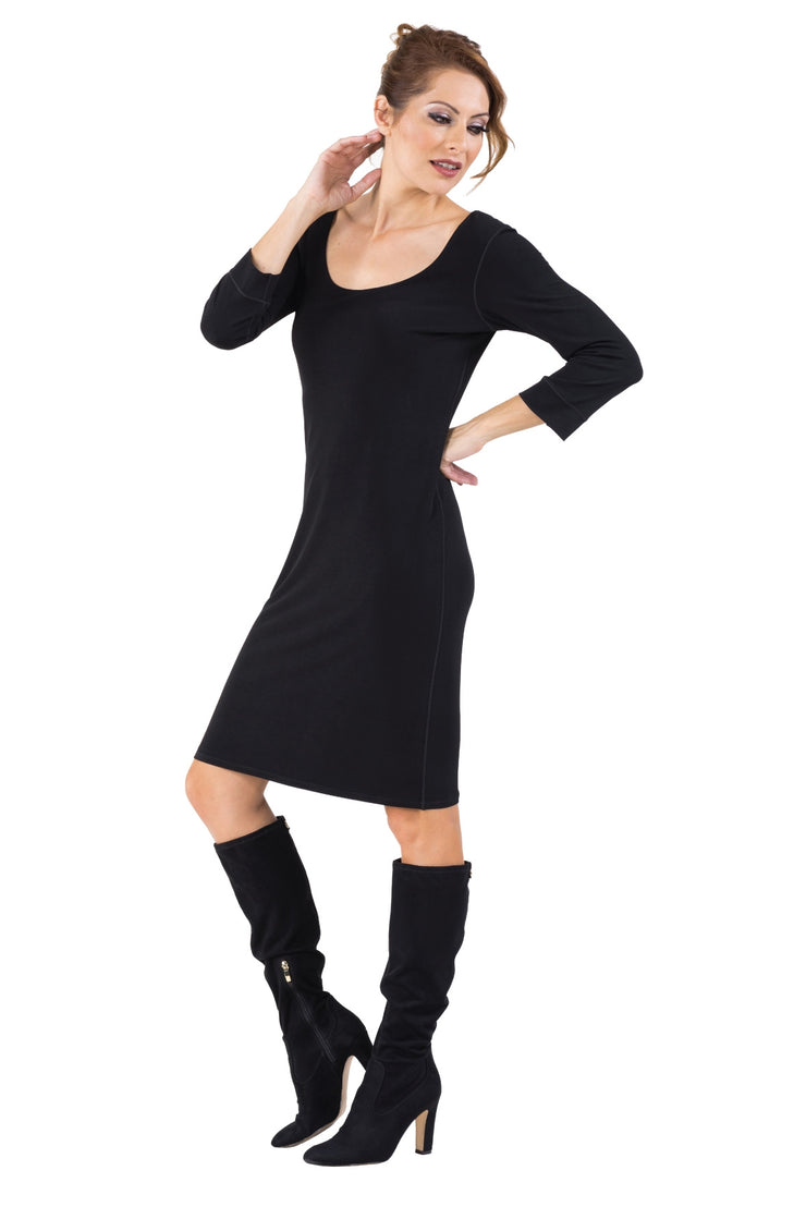 3/4 SLV Scoop Neck Dress