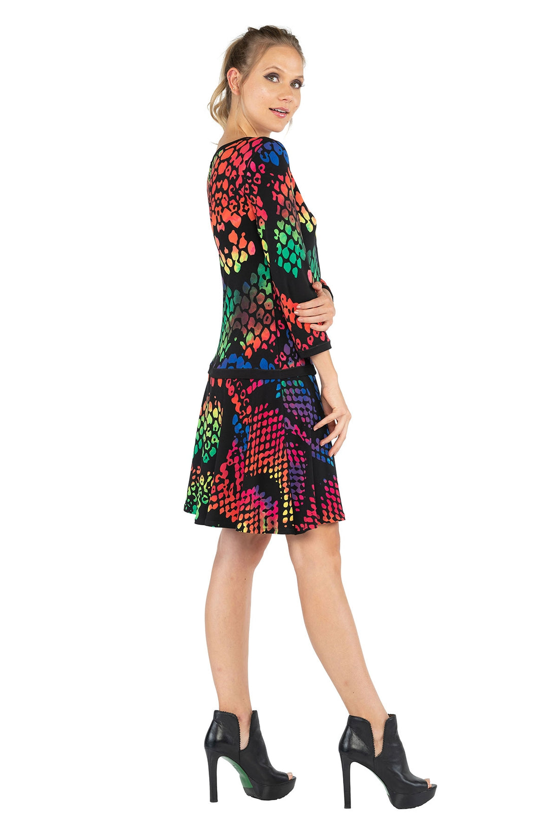 3/4 SL Round Longer Overskirt Banded Dress