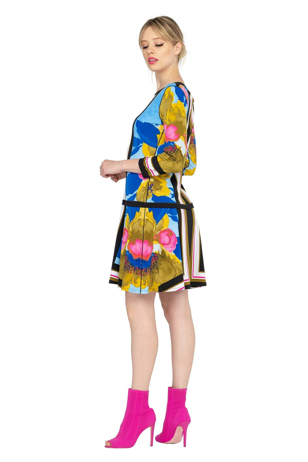 3/4 SL Round Longer Overskirt Banded Dress