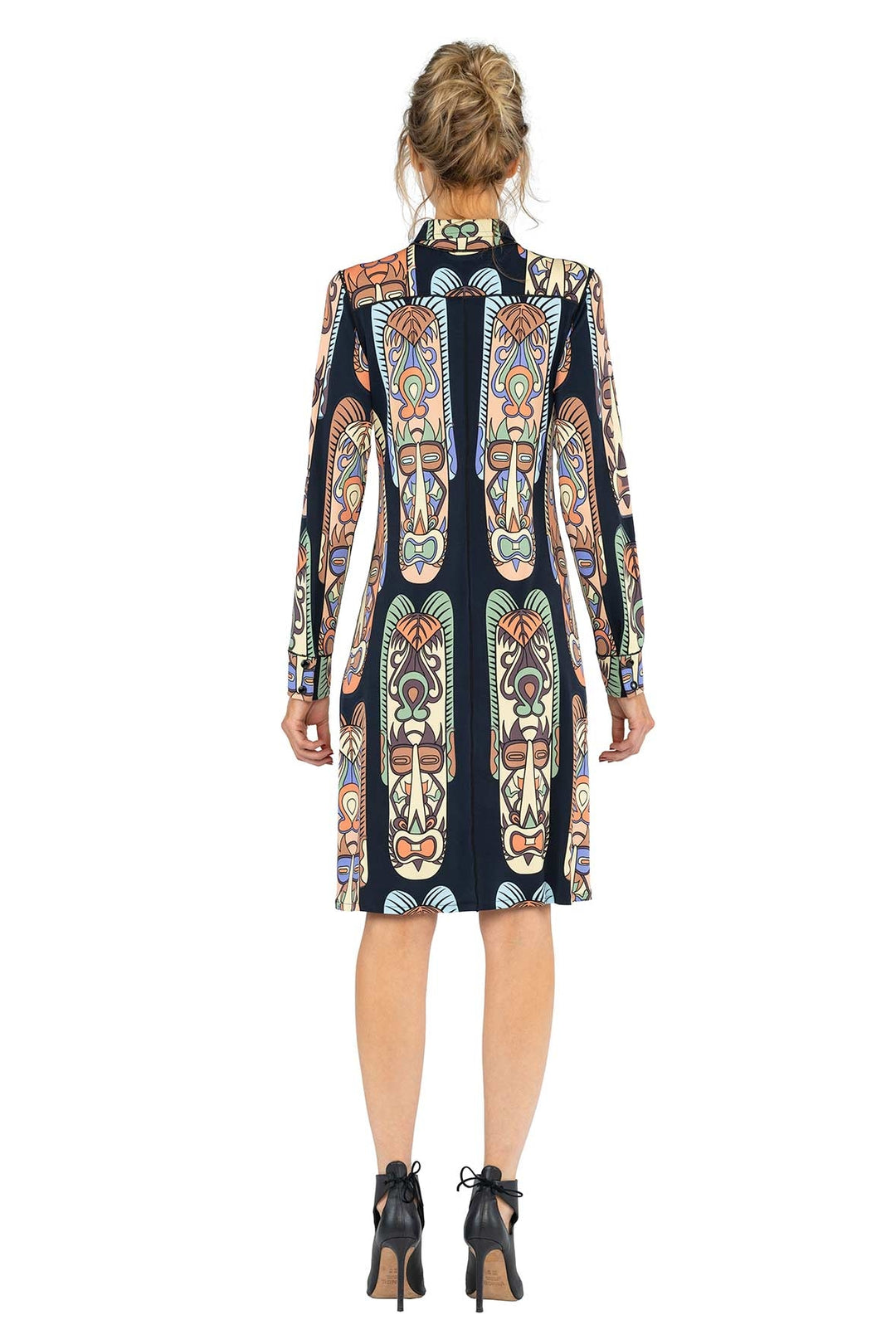 Long SLV Collar &amp; Cuffs Snap Shirt Dress