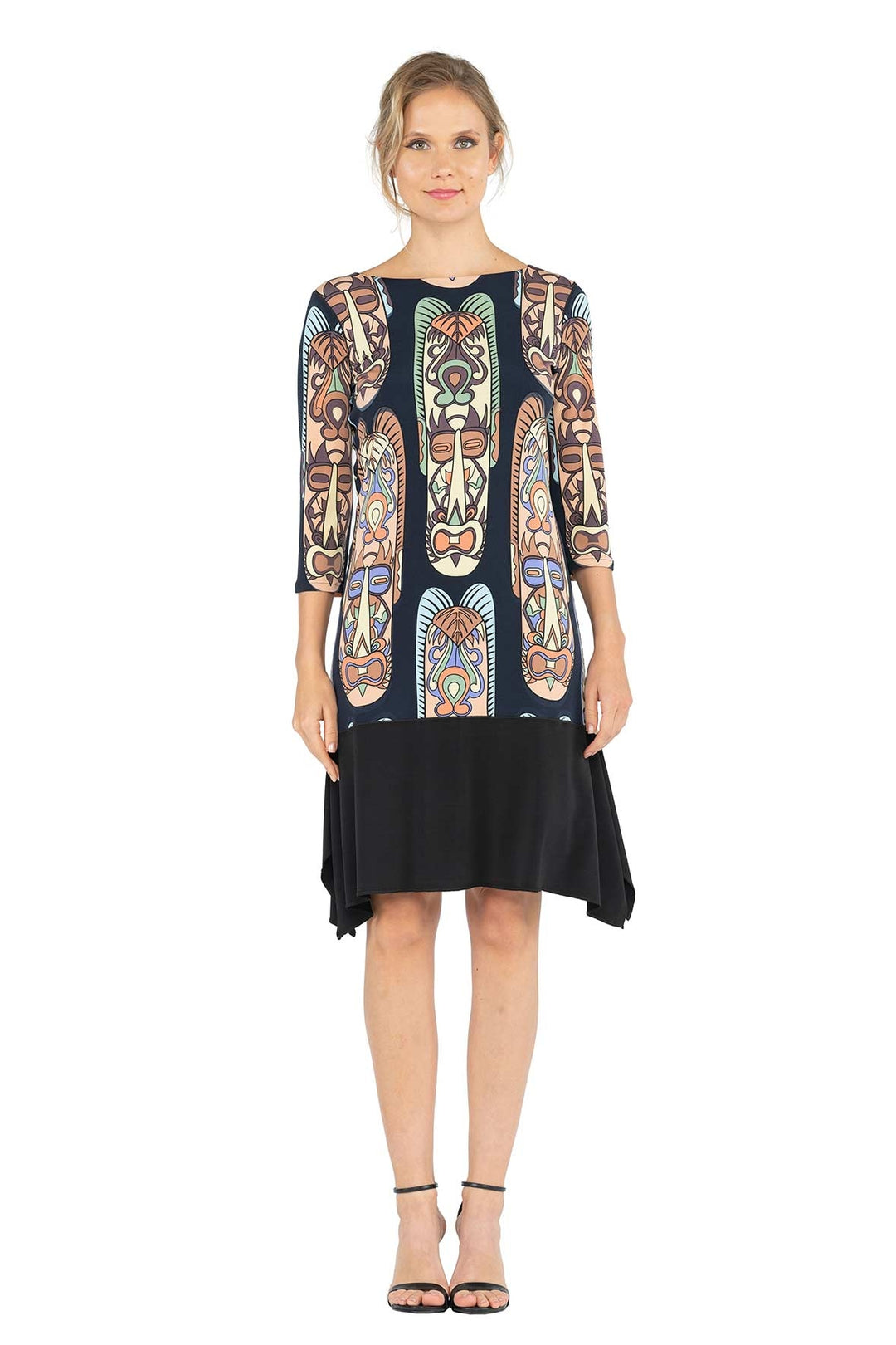 3/4 SLV Flutter Bottom Longer Dress