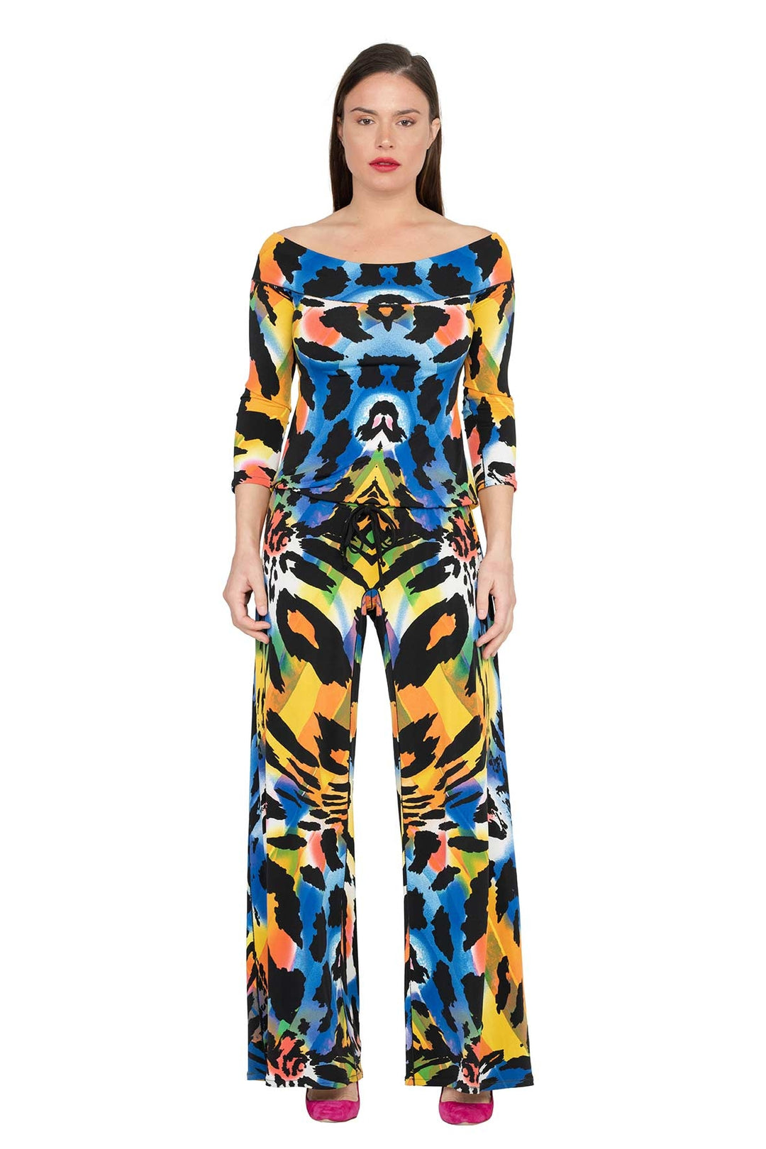 3/4 Sleeve Off Shoulder Jumpsuit