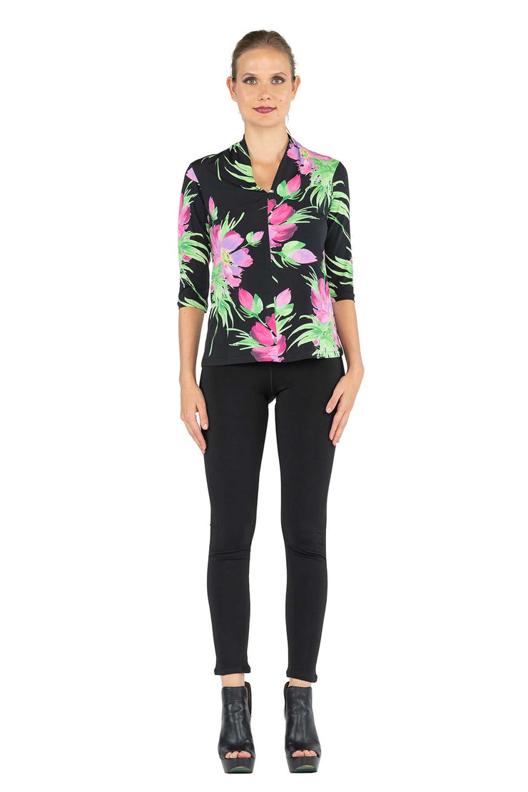 3/4 Sleeve Slit Cut Neck Top