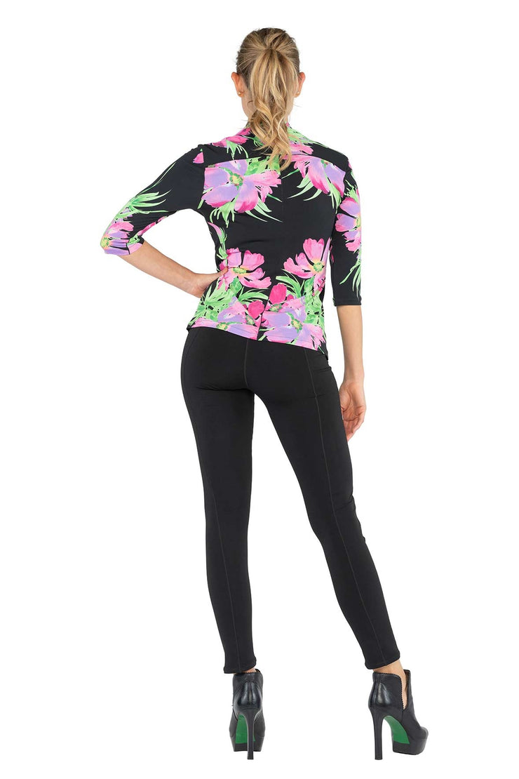 3/4 Sleeve Slit Cut Neck Top