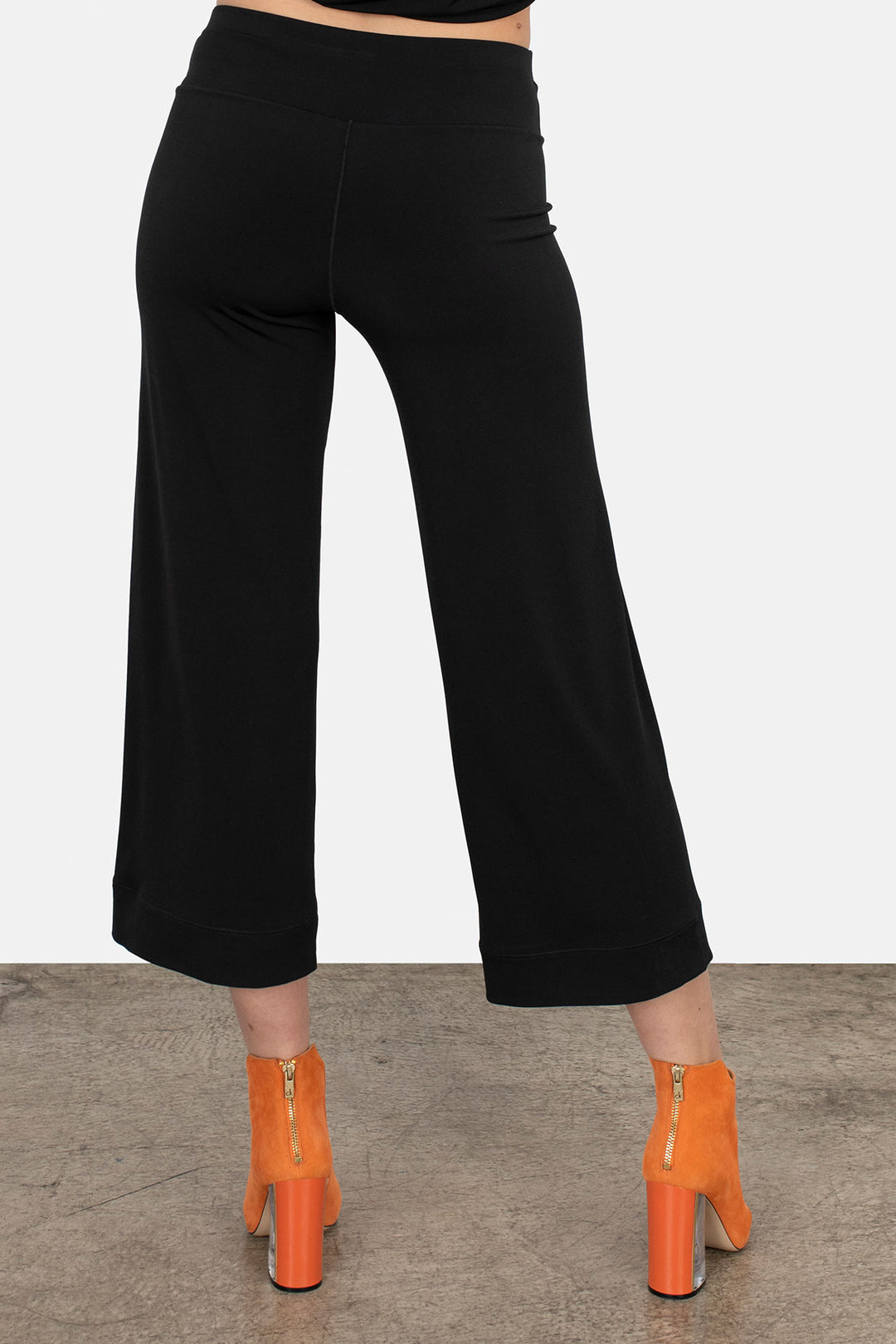 3.5" Yoke Straight Cropped High Elastic Waist Turnover Pants