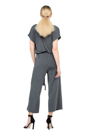 S/SL Fold Over Wide Leg Pocket Cropped Jumpsuit
