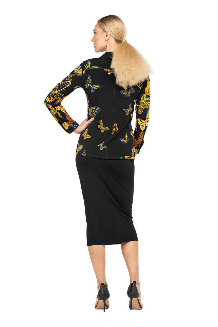 Long Sleeve Side Slits Apache Collar Snap Shirt