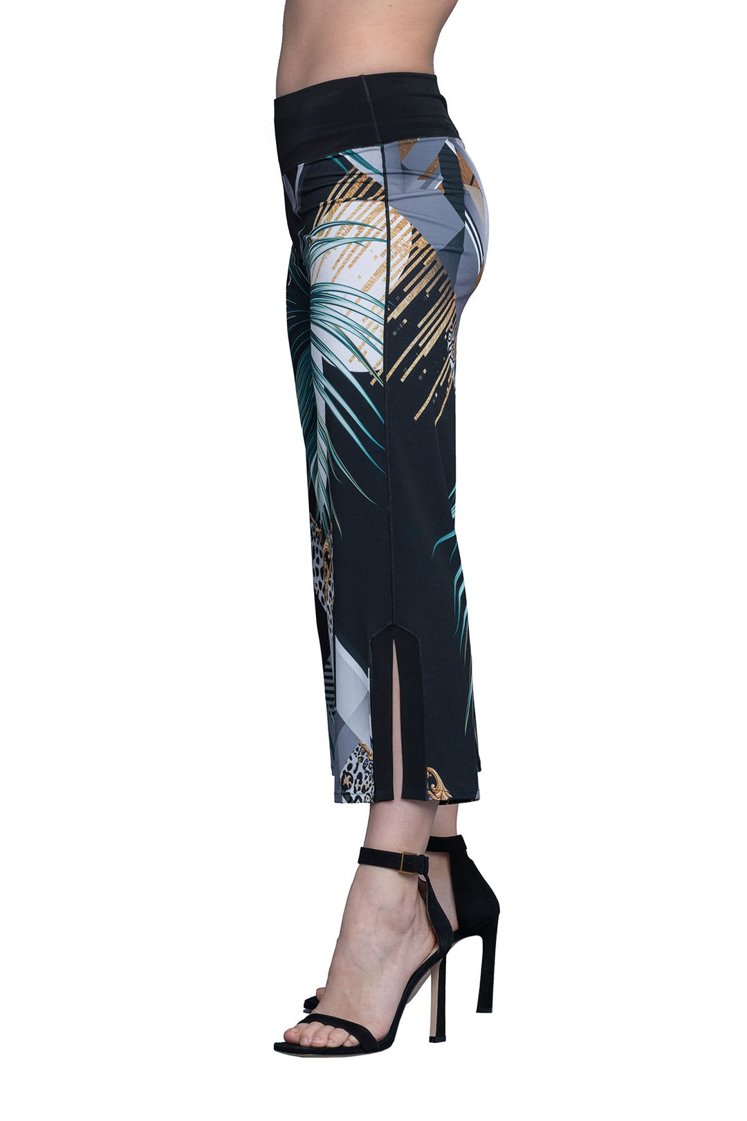 Single Layered 3.5" Yoke Side Slit High Waist Pants