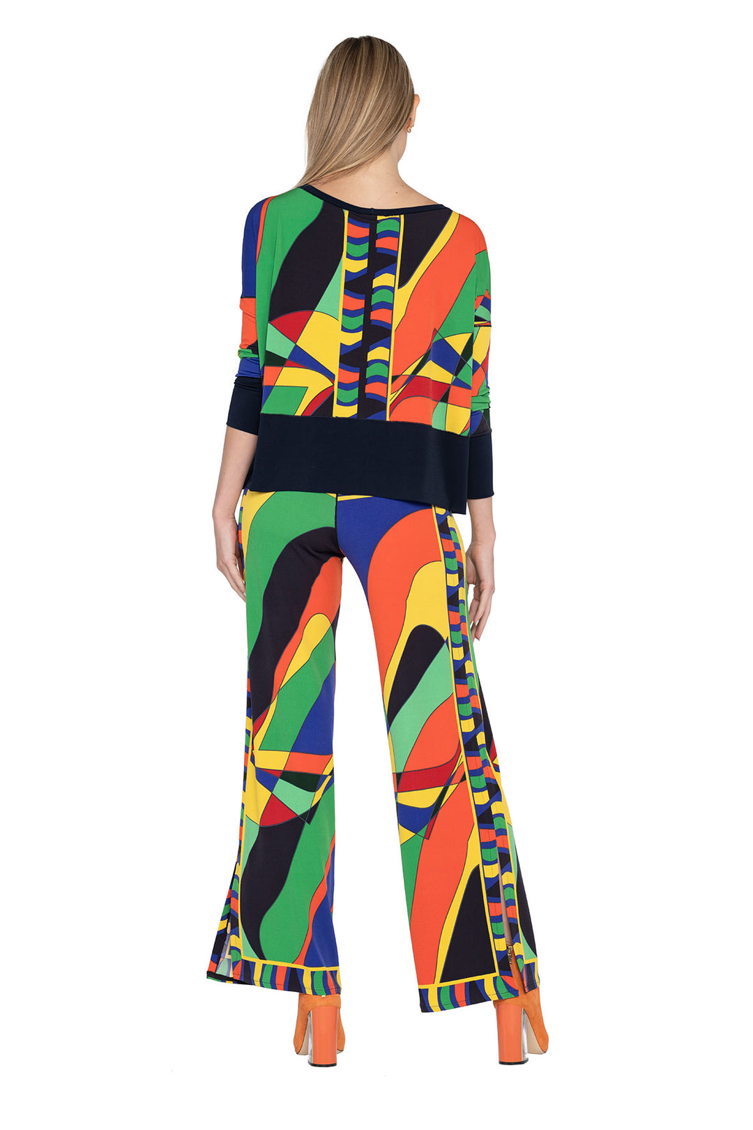 High Waist Side Slit Single Layered Pants
