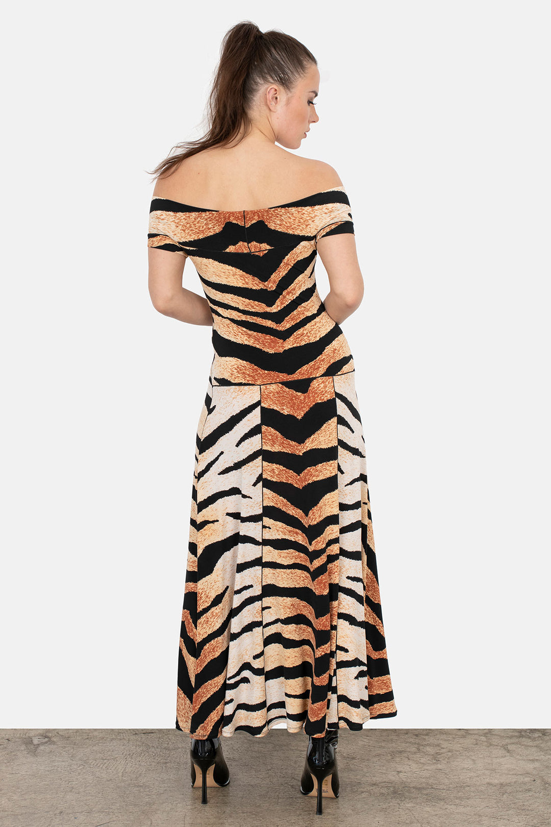 Off Shoulder S/SL Flair Dress