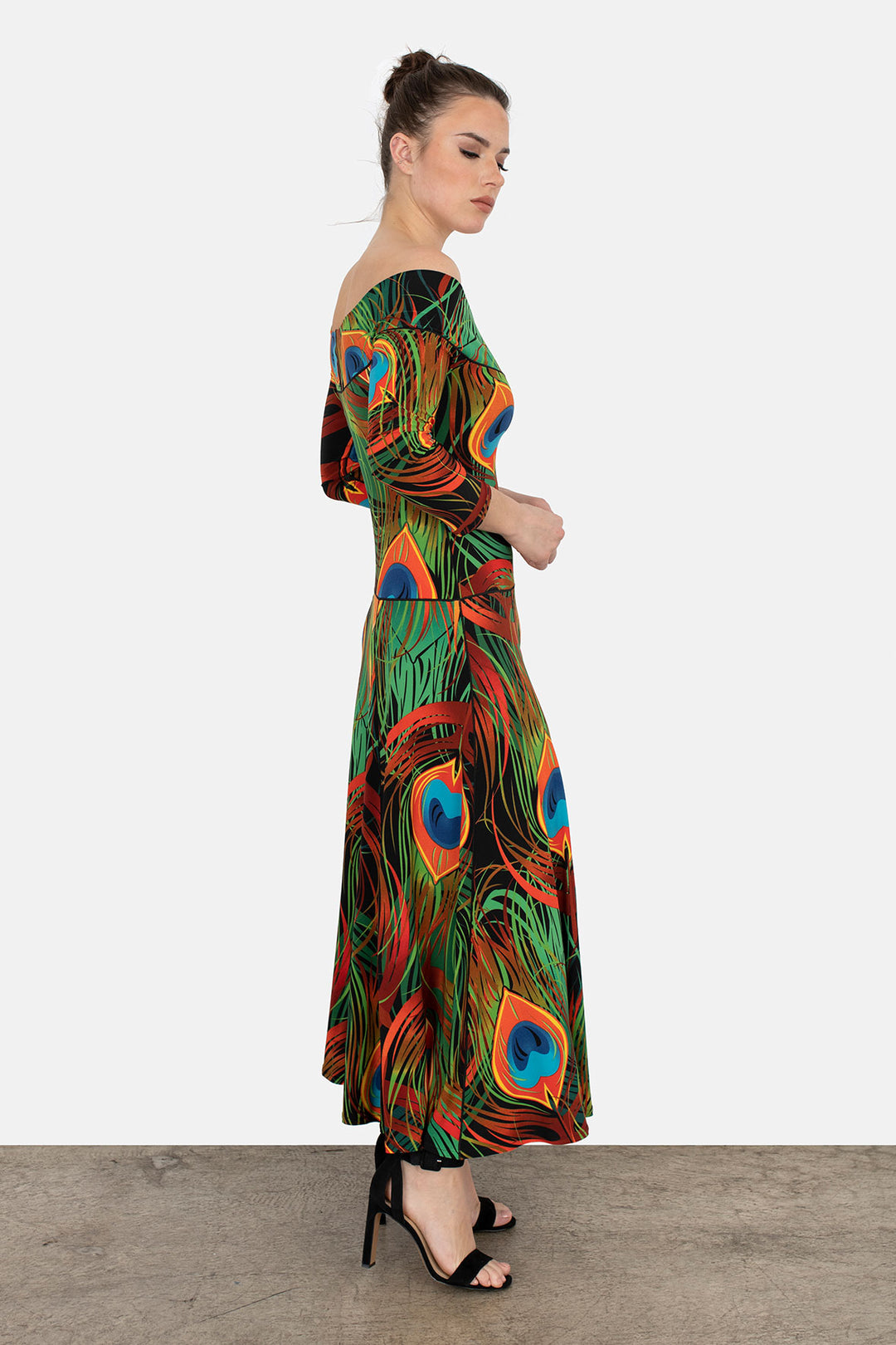 Off Shoulder 3/4 Sl. Long Dress