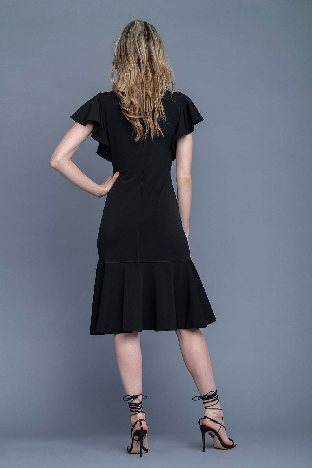 Ruffle Sleeve V Neck Dress