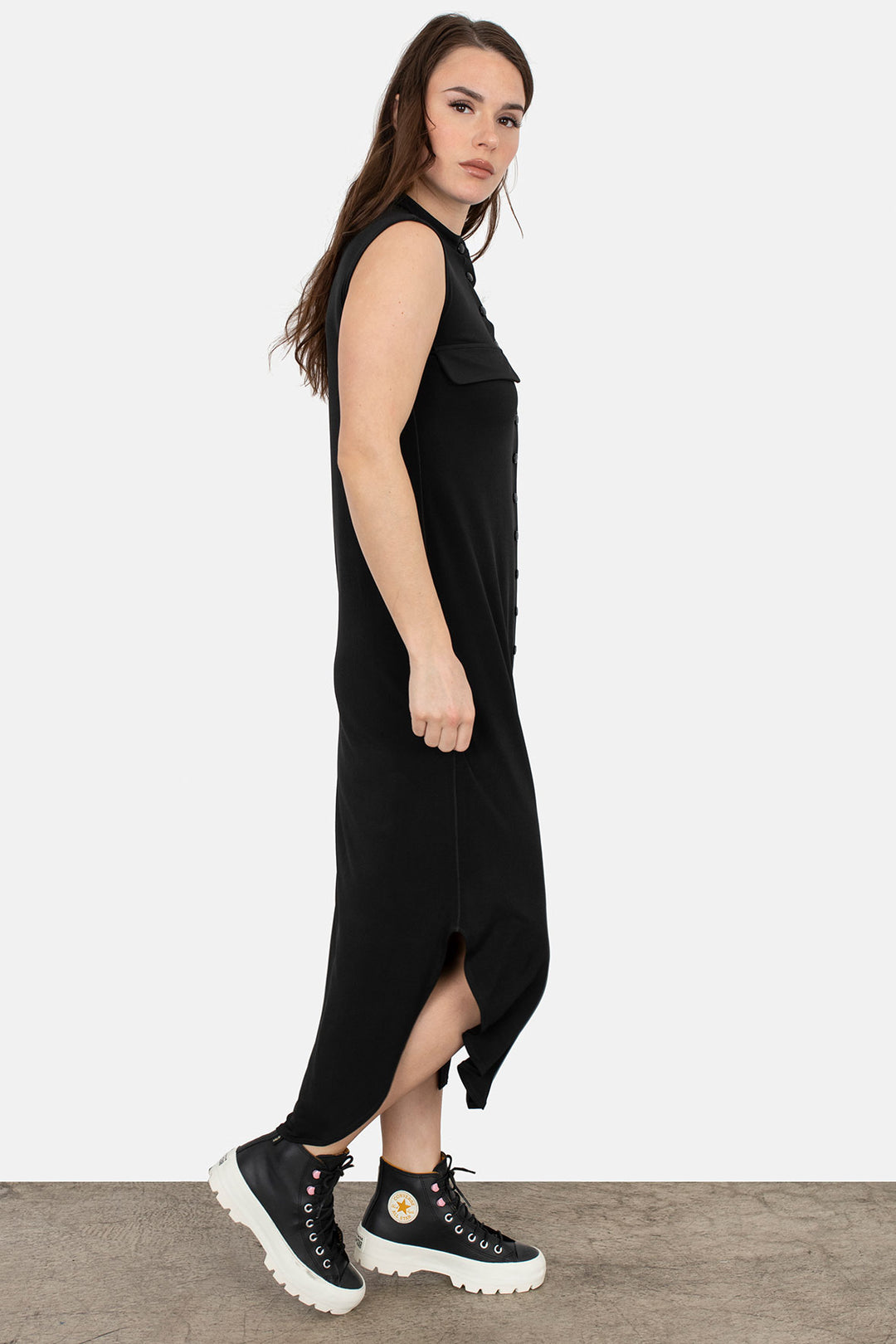 Long Sleeveless Shirt Dress