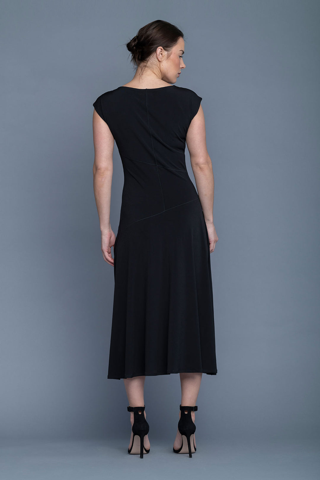 Shoulder Pleats Lined Dress