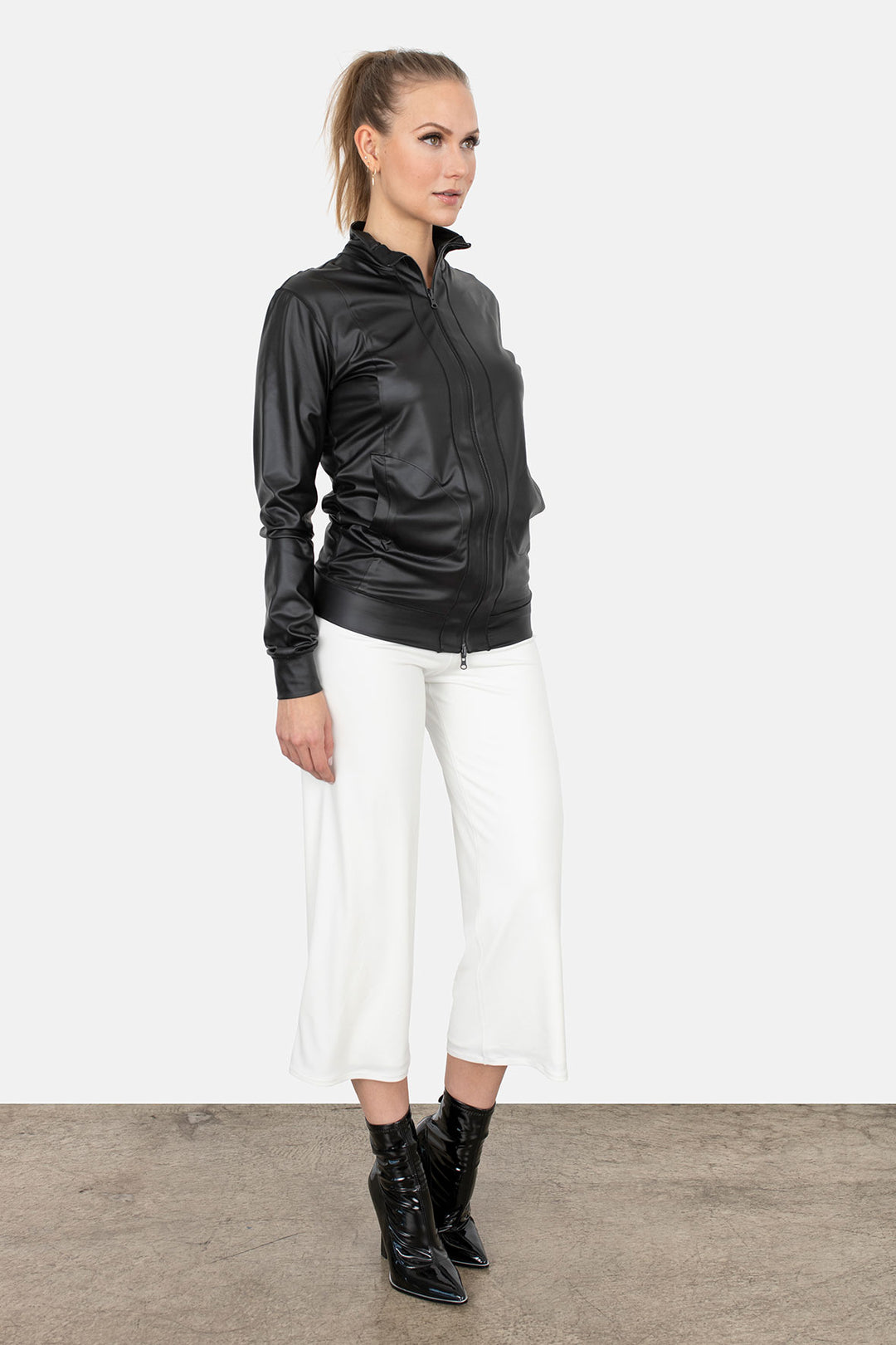 Mock Neck Zip Fully Lined Jacket
