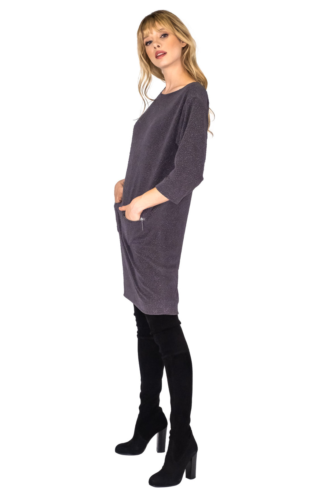 Pocket Zip Wedge Dress