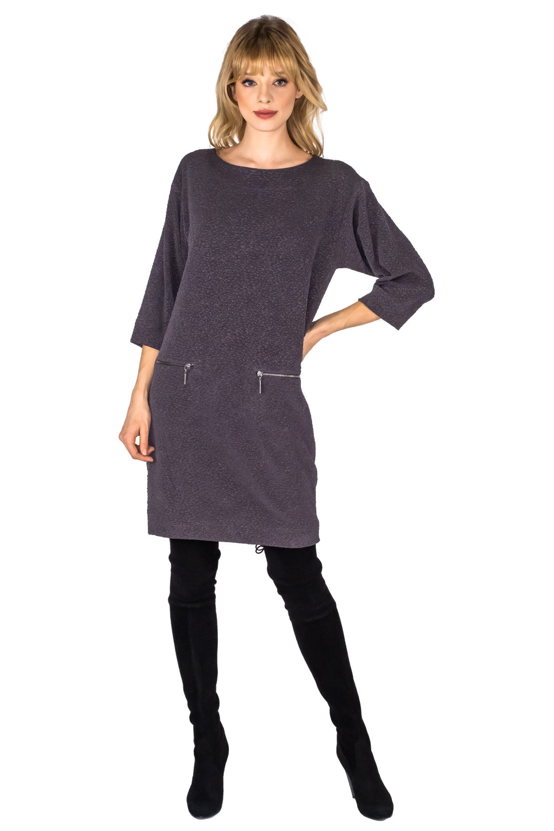 Pocket Zip Wedge Dress