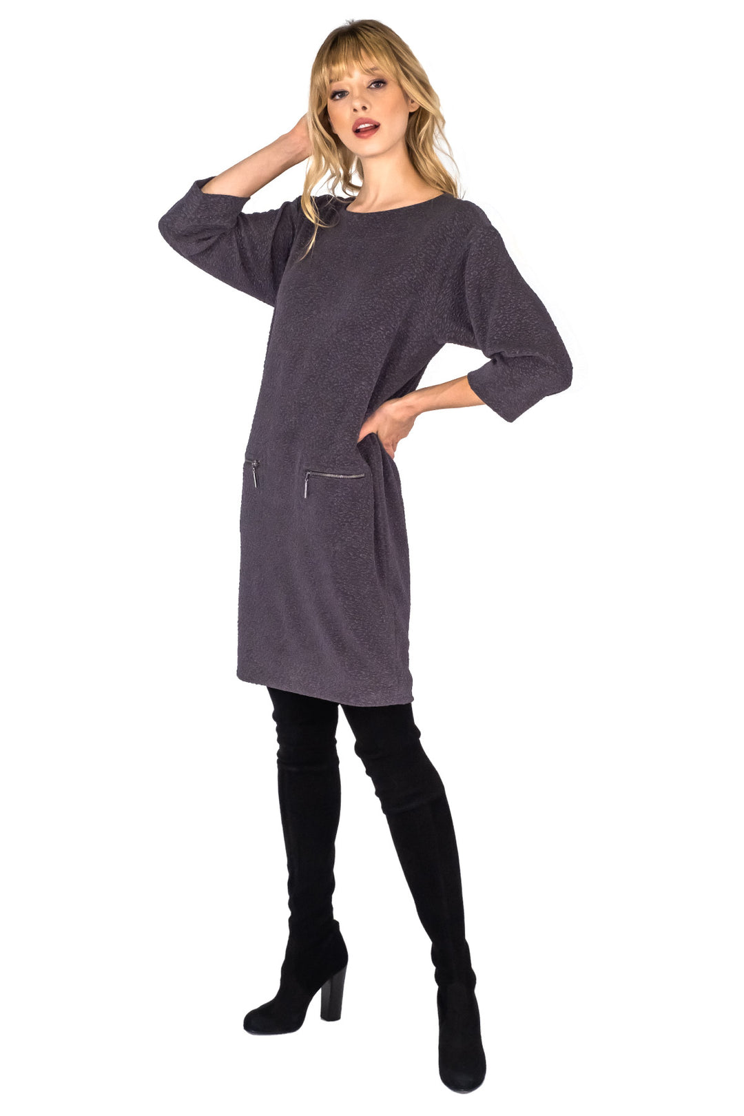 Pocket Zip Wedge Dress