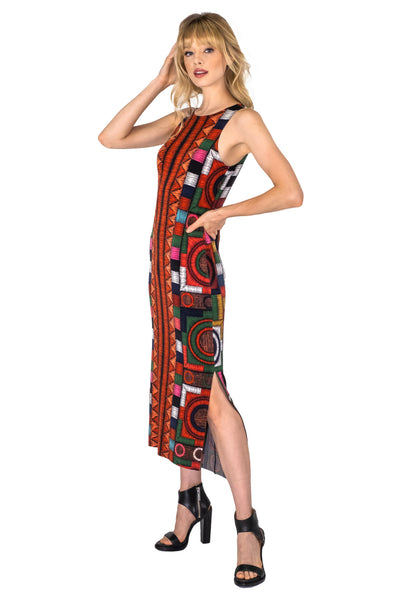 Raw Hemline Side Slit Tank Midi Dress EvaVarro Raw Hemline Side Slit Tank Midi Dress EvaVarro