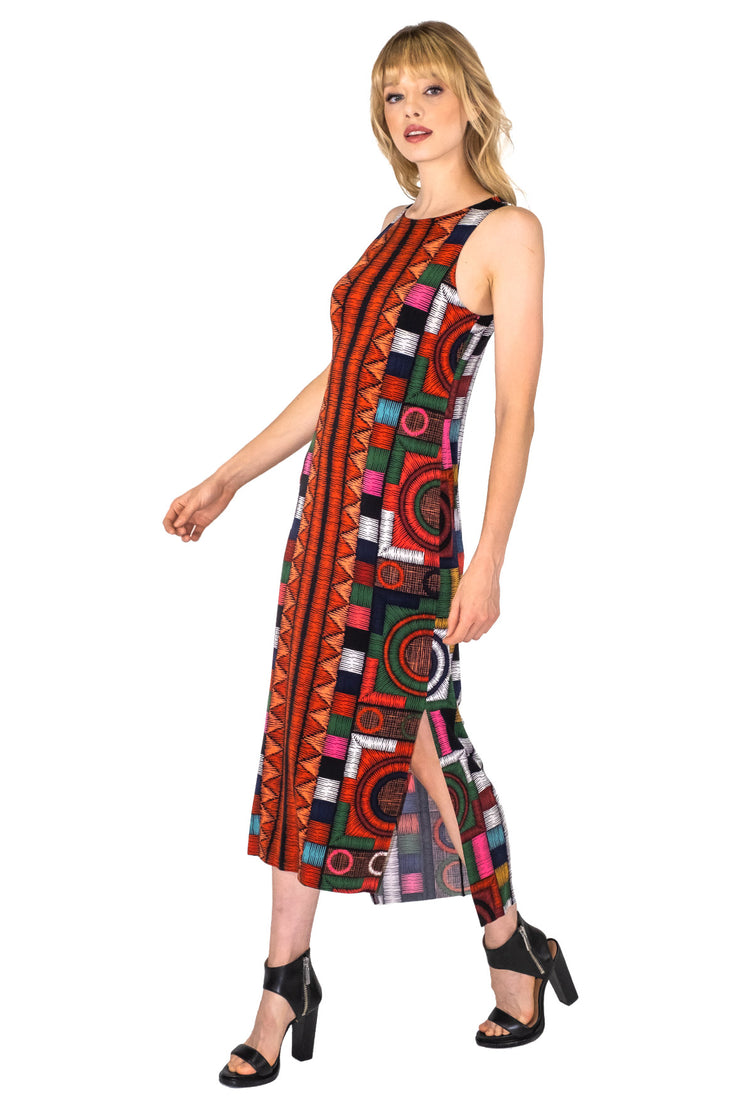 Raw Hemline Side Slit Tank Midi Dress EvaVarro Raw Hemline Side Slit Tank Midi Dress EvaVarro