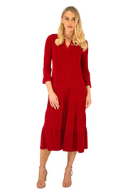 4 Tier Shoulder Yoke Ruffle Sleeve Dress