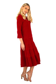 4 Tier Shoulder Yoke Ruffle Sleeve Dress