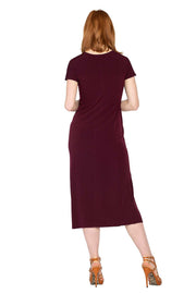 Cap Sleeve Asymmetric Slit Below Knee Dress