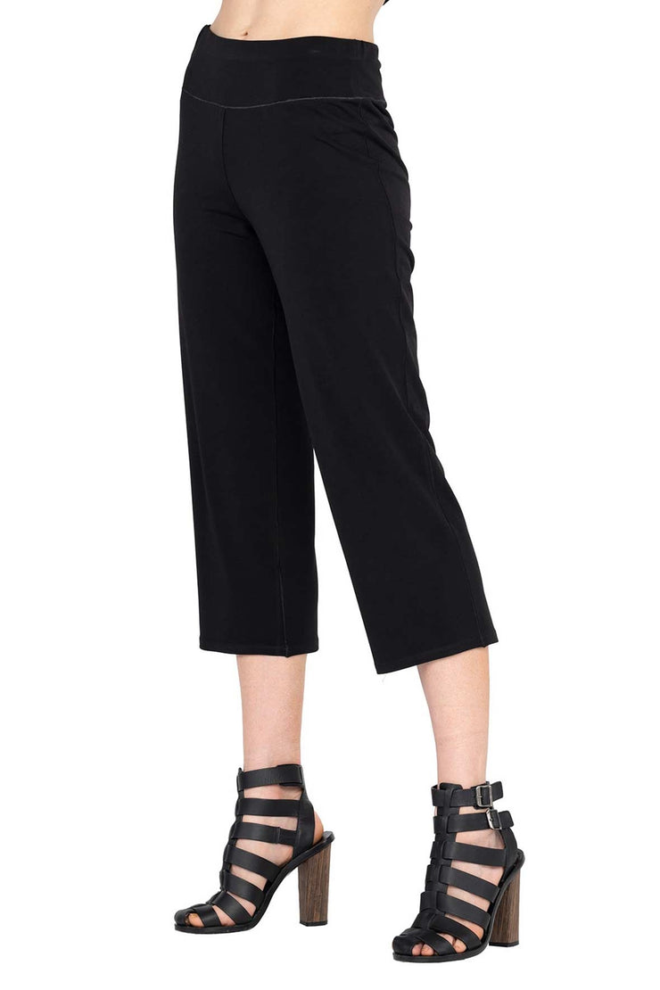 Women Black Cropped Pants 100Kgs Wearable Plus Large Size Elastic Band  Waist Stretch Summer Capris Trousers