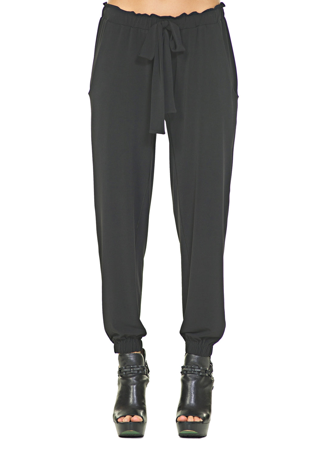 Pocket Tie Front Jogger Pants