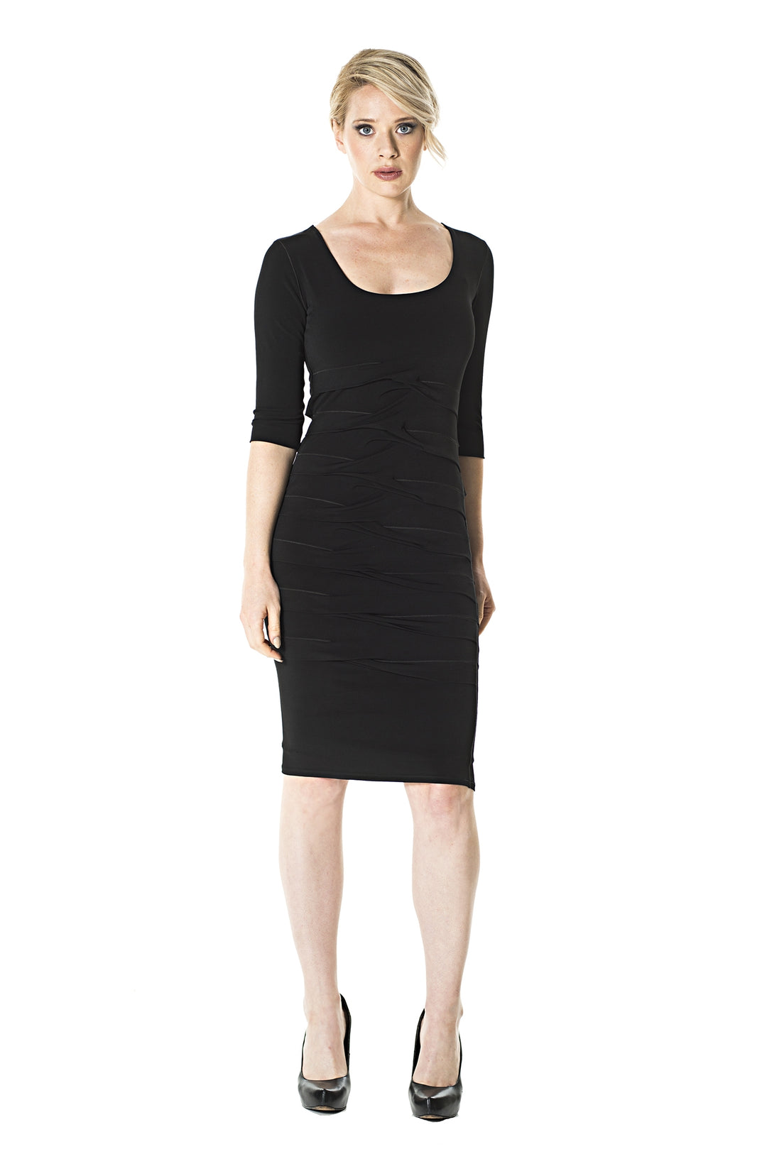 Elbow SL Reverse Pleat Dress