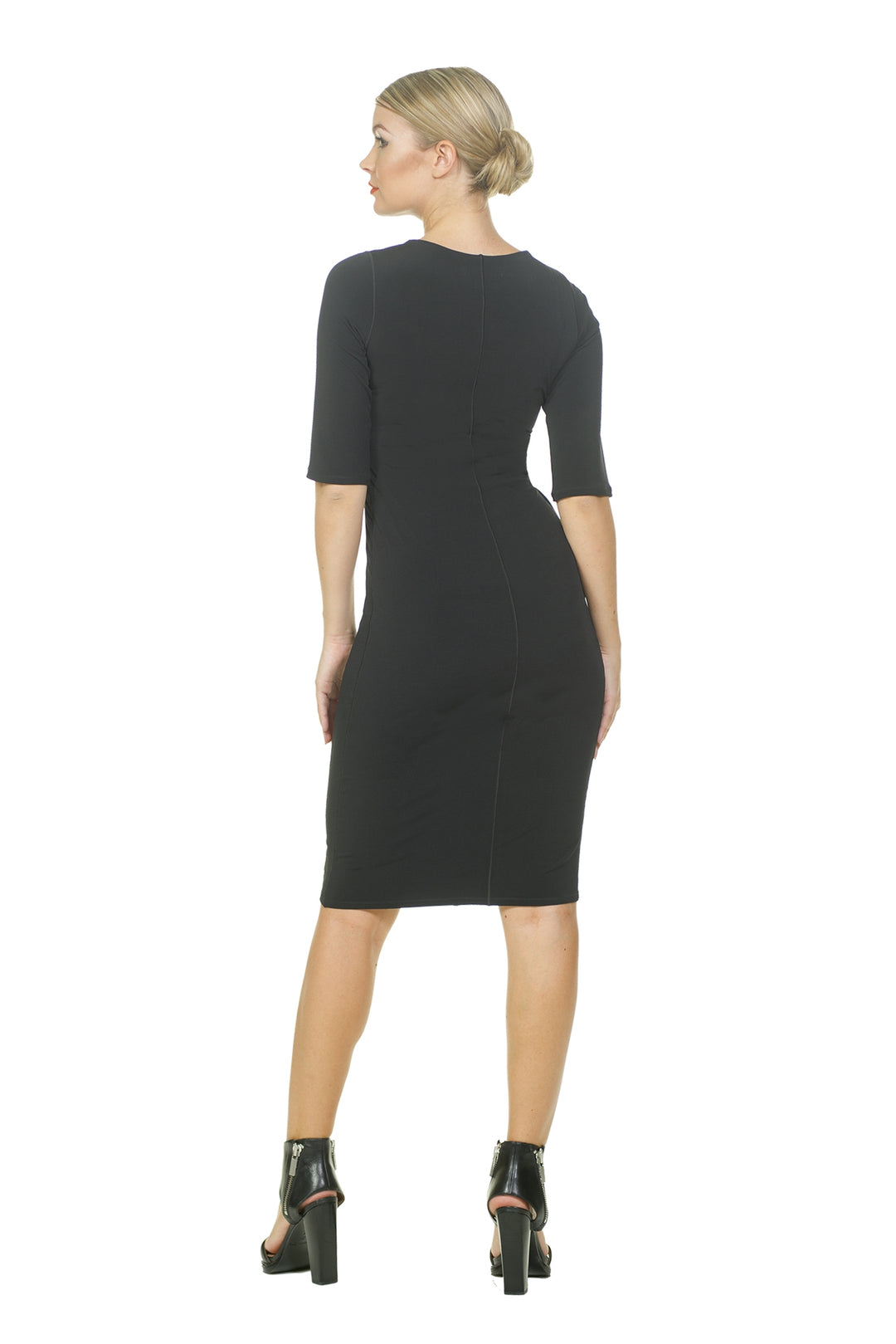 Elbow Sleeves Sheath Below Knee Dress – EvaVarro