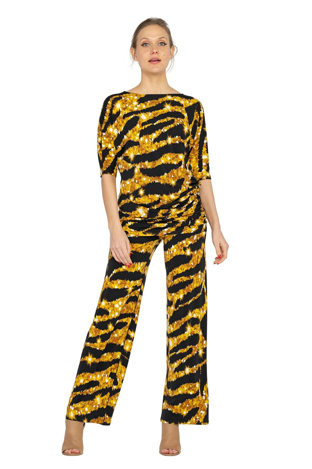 High Elastic Waist Straight Pants