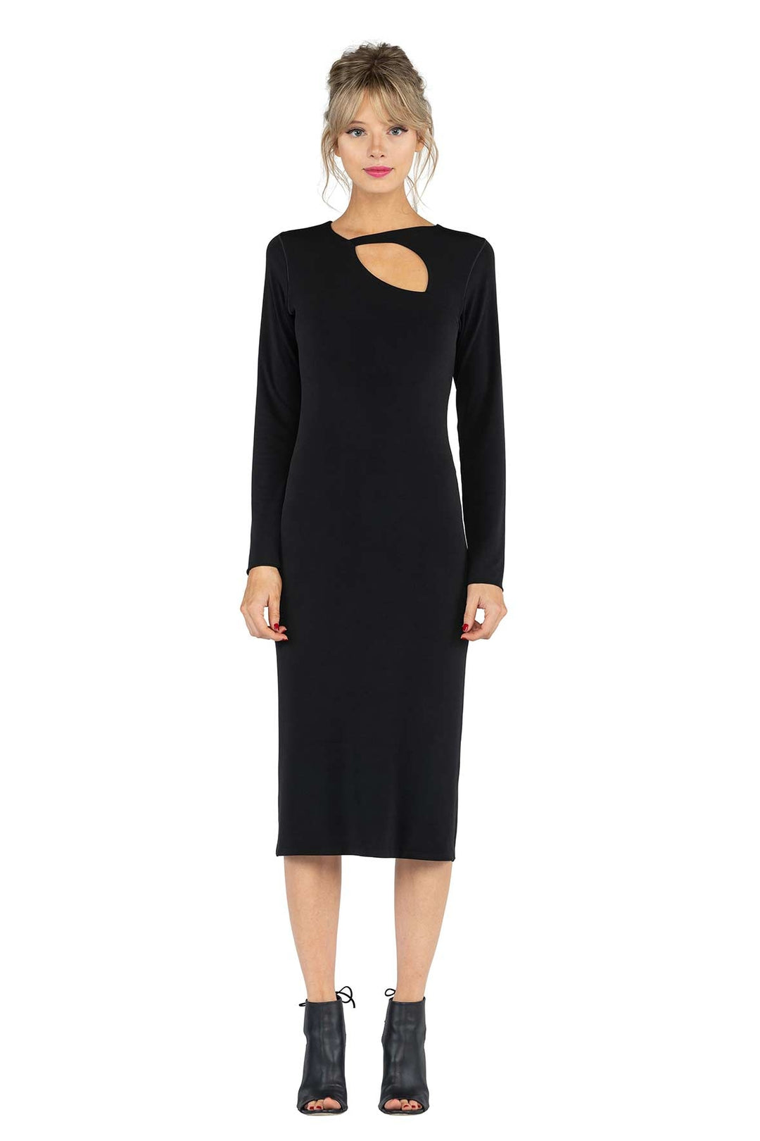 Key Hole Below Knee Back Slit Dress