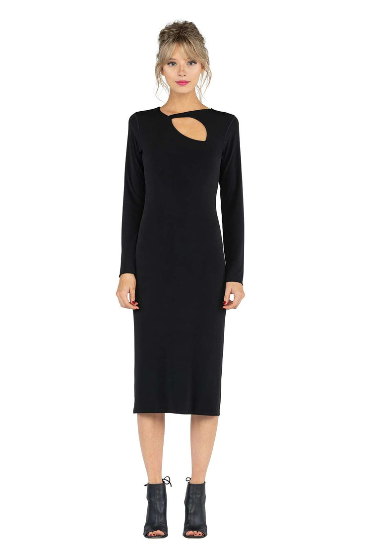 Key Hole Below Knee Back Slit Dress EvaVarro Key Hole Below Knee Back Slit Dress EvaVarro