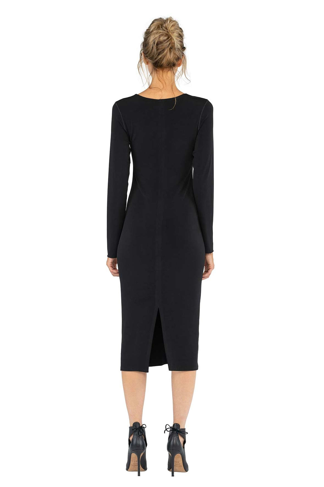 Key Hole Below Knee Back Slit Dress