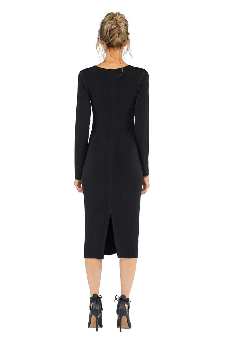 Key Hole Below Knee Back Slit Dress EvaVarro Key Hole Below Knee Back Slit Dress EvaVarro