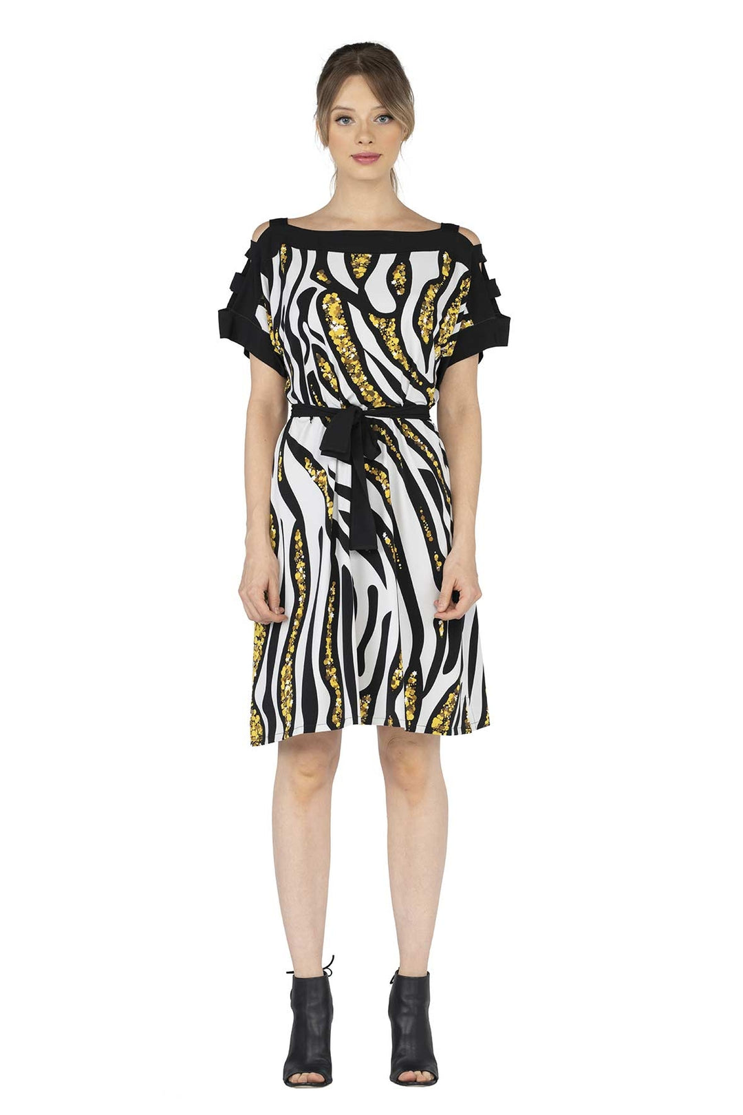 Latticed Shoulder Below Knee Loose Dress