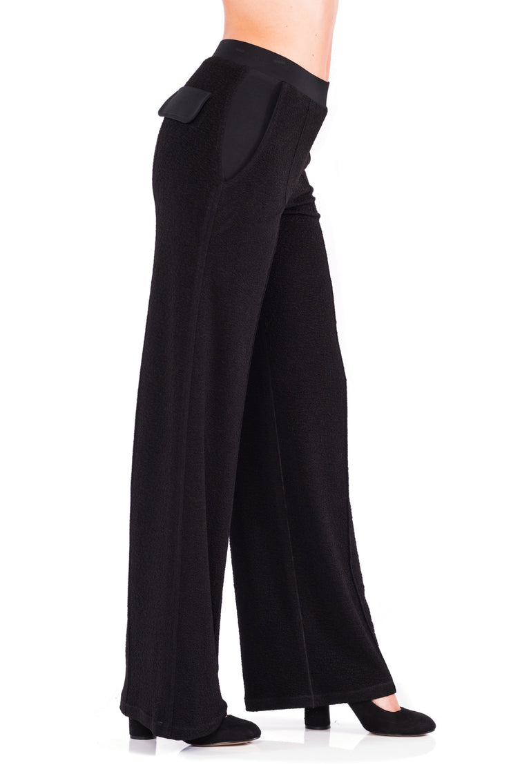 Lined Pocket Wide Leg Pin Striped Pants